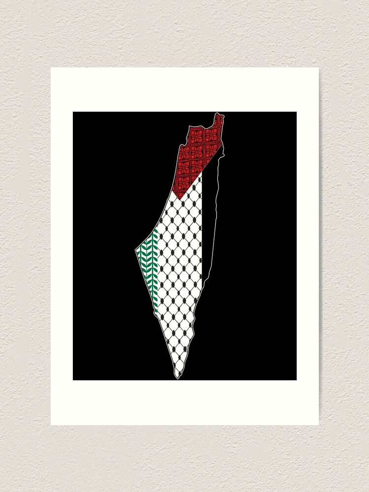 Palestine Map With Keffiyeh And Thobe Patterns Art Print For Sale By ...