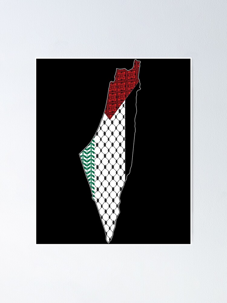 Palestinian keffiyeh | Palestine map Pattern Poster