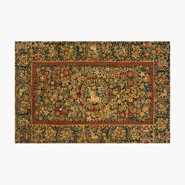 Medieval Unicorn Floral Tapestry Photographic Print