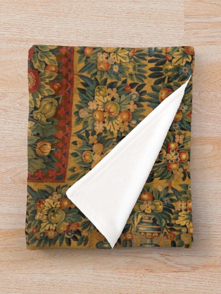 Alternate view of Medieval Unicorn Floral Tapestry Throw Blanket