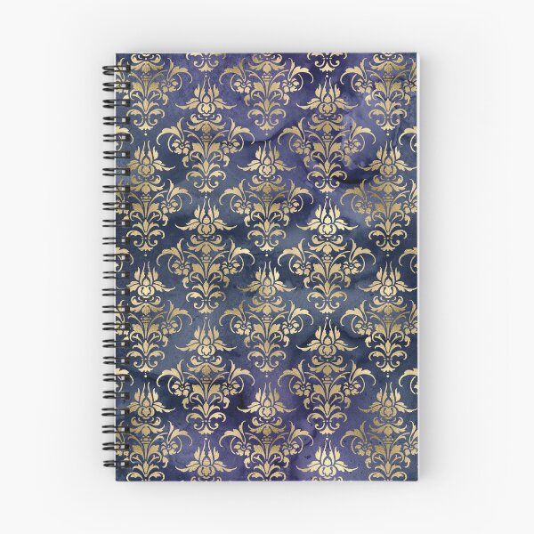 Item preview, Golden damask on a blue watercolor background designed and sold by AnnieHochmann.