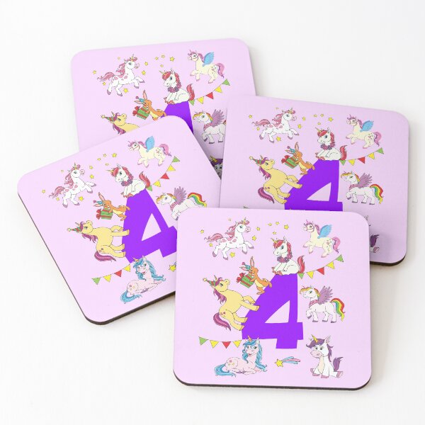 Item preview, Unicorn Birthday 4 Years Girls BDay designed and sold by samshirts.