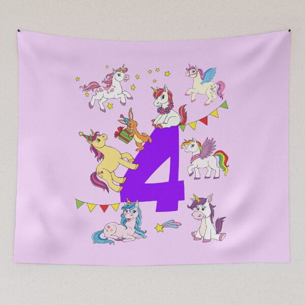 Item preview, Unicorn Birthday 4 Years Girls BDay designed and sold by samshirts.