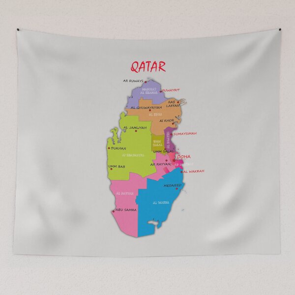 Item preview, Administrative Map of Qatar with municipalities names and the major cities and towns designed and sold by mashmosh.