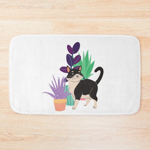 Item preview, Smiling Cute Cat with Colorful House Plants designed and sold by BohoMoon.