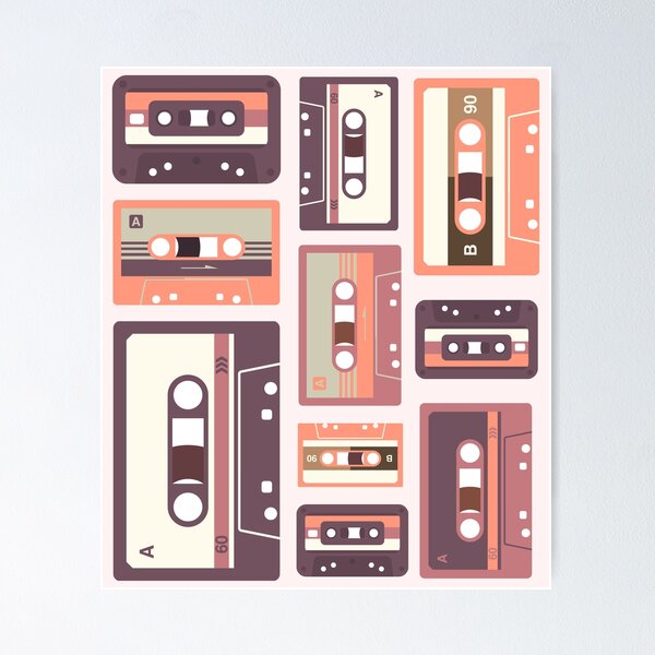 Personalised Cassette Case Stack Print / Poster Add Your 