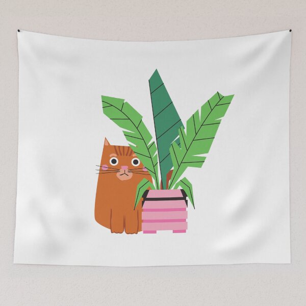 Item preview, Peeping Cat with House Plant  designed and sold by BohoMoon.