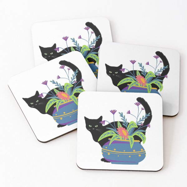 Item preview, Black Cat with Colorful House Plant  designed and sold by BohoMoon.
