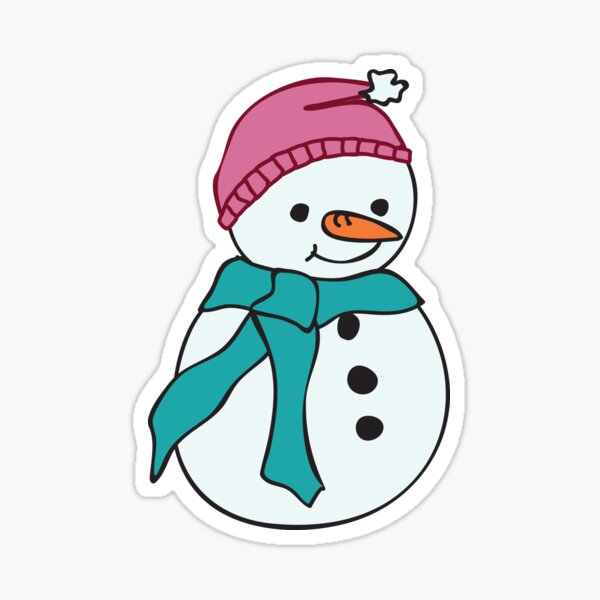Snowman in pink hat Sticker