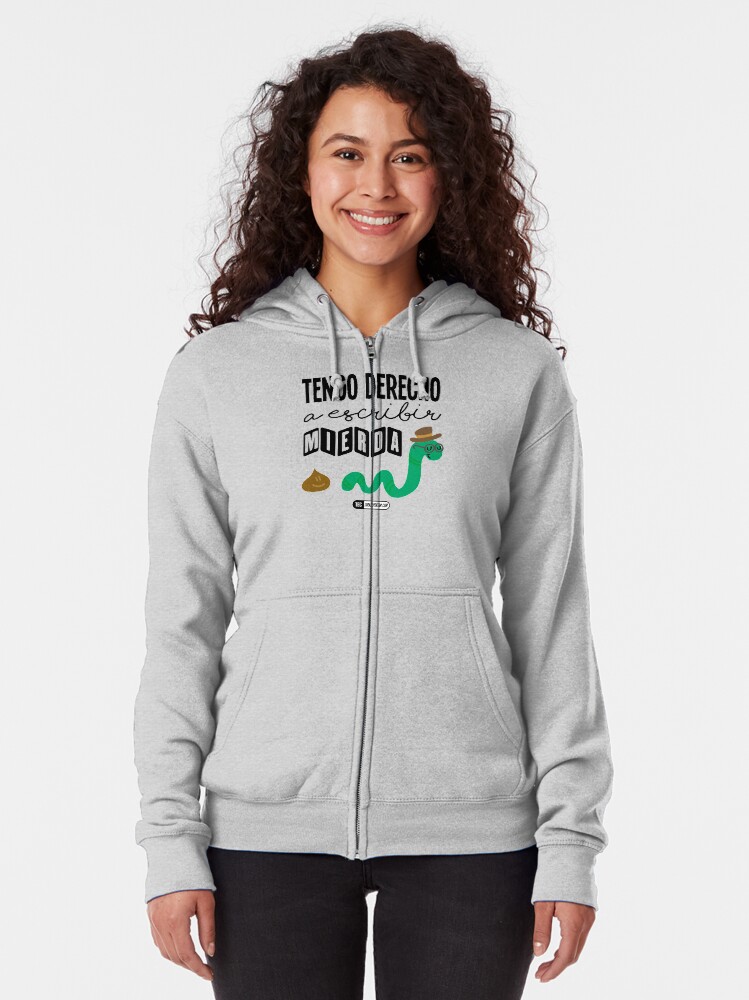Vista alternativa de Sudadera con capucha y cremallera Tengo derecho a escribir mierda