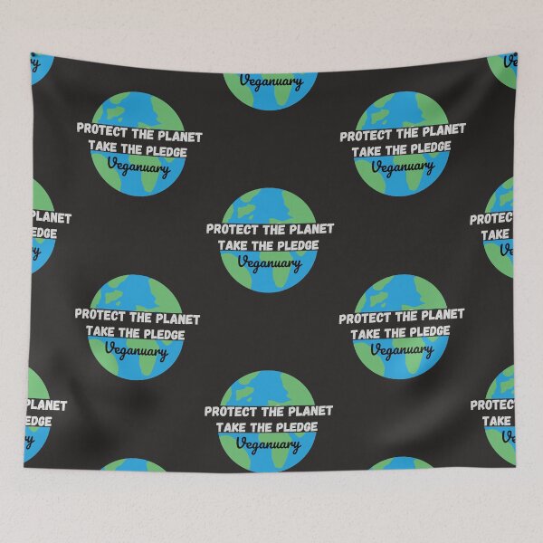 Item preview, Protect The Planet, Take The Pledge - Veganuary White text designed and sold by DesignsBySaxton.