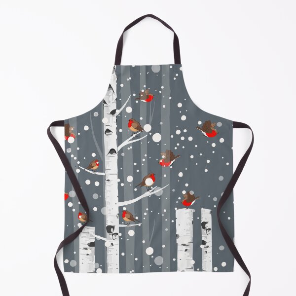 Item preview, Birch trees snow forest and robin bird, this is redbreast in winter forest, perfect for natura lovers designed and sold by Collagedream.