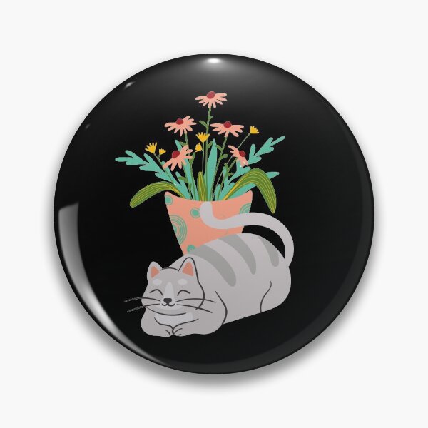 Item preview, Fat Smiling Cat with Boho Flower Pot designed and sold by BohoMoon.