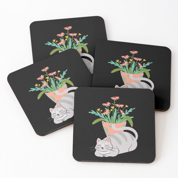 Item preview, Fat Smiling Cat with Boho Flower Pot designed and sold by BohoMoon.