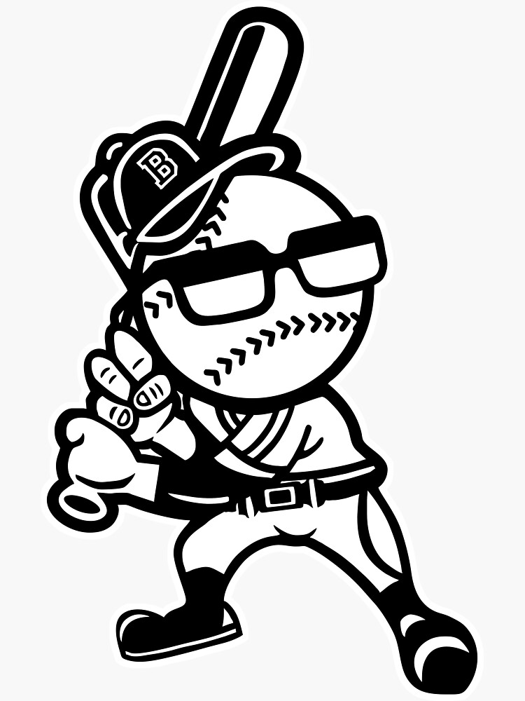 Funny cartoon baseball player Sticker for Sale by lovingangela