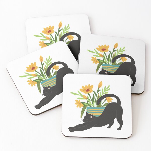 Item preview, My Lazy Black Cat with Yellow Sunflowers designed and sold by BohoMoon.