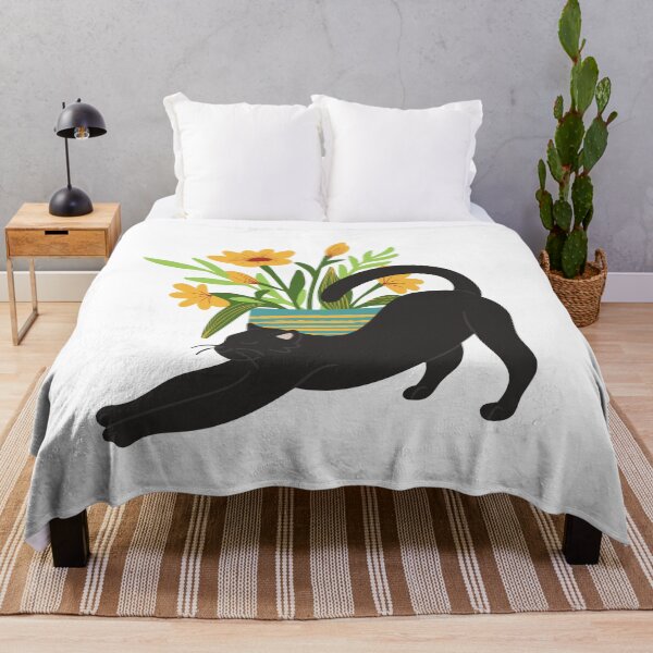 Item preview, My Lazy Black Cat with Yellow Sunflowers designed and sold by BohoMoon.