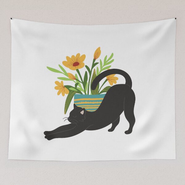 Item preview, My Lazy Black Cat with Yellow Sunflowers designed and sold by BohoMoon.