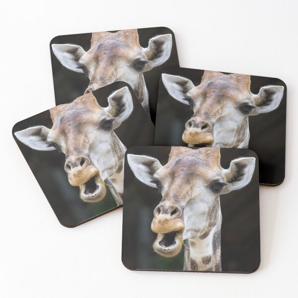 Item preview, Giraffe portrait on black background designed and sold by Melissa Peltenburg.