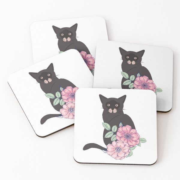 Item preview, Why are you looking at my Cat - Pink Flowers designed and sold by BohoMoon.