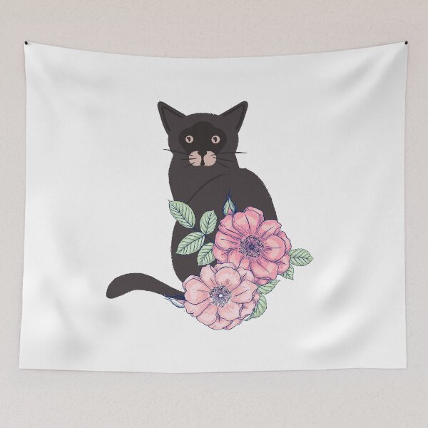Item preview, Why are you looking at my Cat - Pink Flowers designed and sold by BohoMoon.