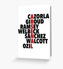 Arsenal spelt using player names Greeting Card