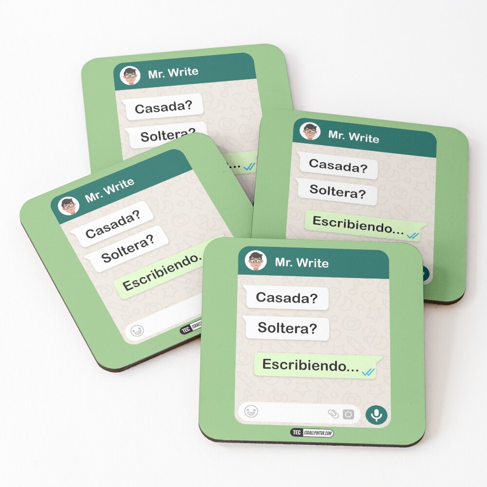 Casada? Soltera? Escribiendo... Para mujeres hetero Posavasos (lote de 4)
