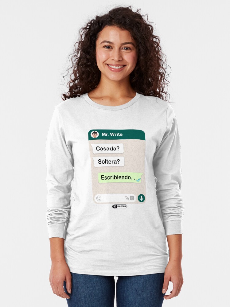 Vista alternativa de Camiseta de manga larga Casada? Soltera? Escribiendo... Para mujeres hetero