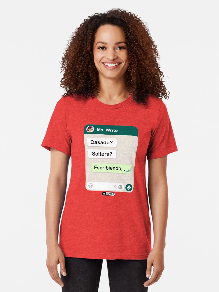 Vista alternativa de Camiseta de tejido mixto Casada? Soltera? Escribiendo... Para mujeres lesbianas