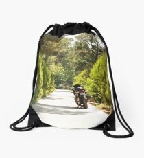 bike on the road Drawstring Bag