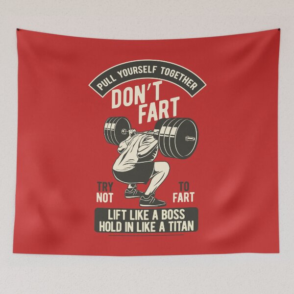 Item preview, Don't Fart, Funny Weightlifting Bodybuilding Dumbbell Squats designed and sold by emmjott.