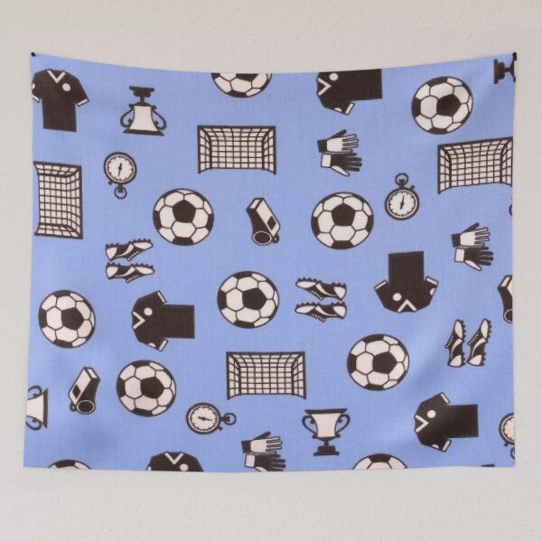 Item preview, Cotton fabric, printed football pattern designed and sold by jwebmarket.
