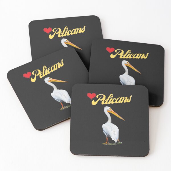 Love Pelicans Beautiful White Bird Photography Coasters (Set of 4)