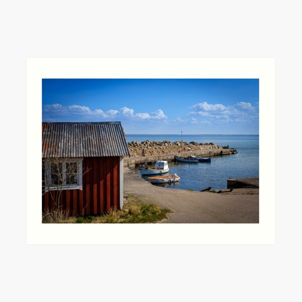 a small, quiet and peaceful fishing port in southern Sweden Art Print