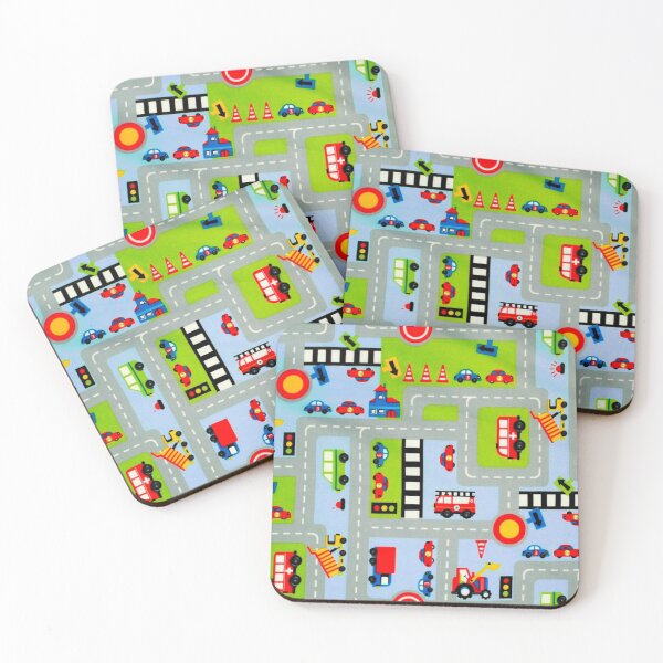 Item preview, Children's fabric, vehicles, signage, multicolored designed and sold by jwebmarket.