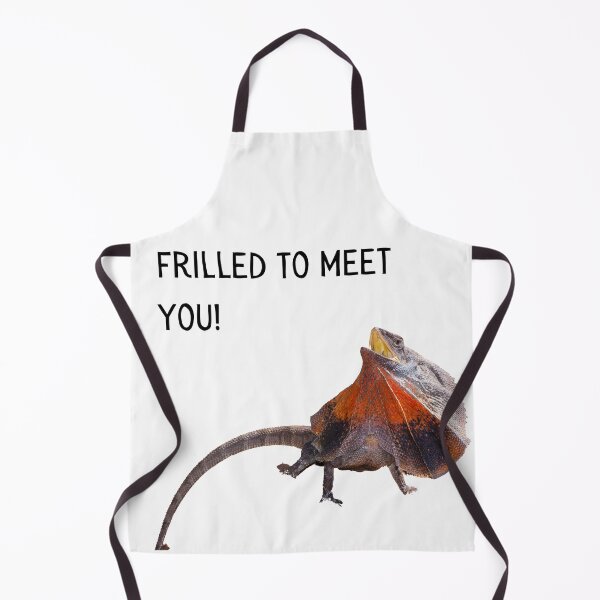 Item preview, Frilled (Thrilled) to meet you. Photograph of a frill necked lizard and burnt orange text. designed and sold by JellyBeenzz.