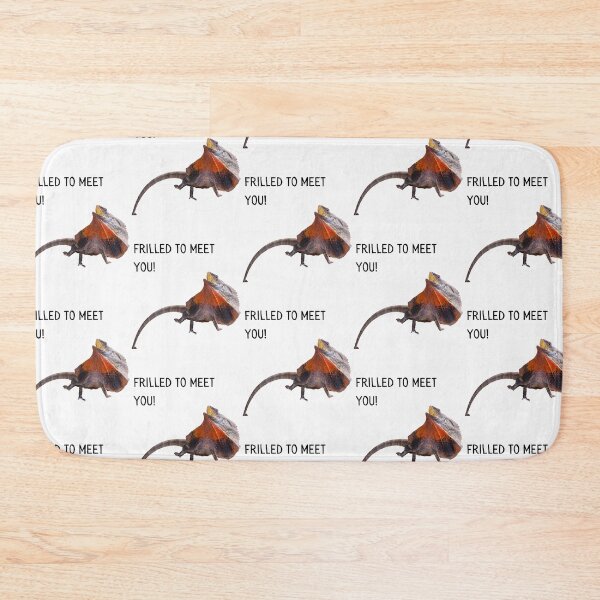 Item preview, Frilled (Thrilled) to meet you. Photograph of a frill necked lizard and burnt orange text. designed and sold by JellyBeenzz.