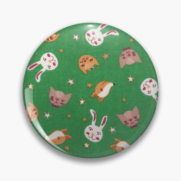 Item preview, Printed cotton, fox cats rabbits, green background designed and sold by jwebmarket.