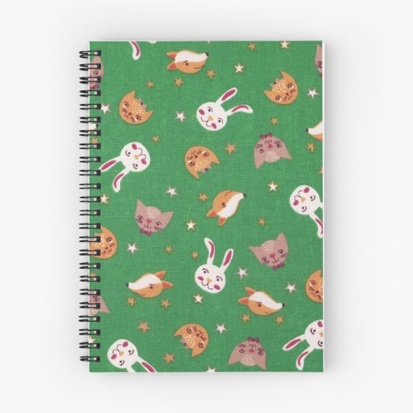 Item preview, Printed cotton, fox cats rabbits, green background designed and sold by jwebmarket.