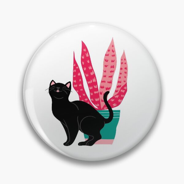 Item preview, Cute Black Cat with Colorful House Plant  designed and sold by BohoMoon.
