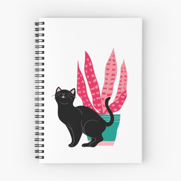 Item preview, Cute Black Cat with Colorful House Plant  designed and sold by BohoMoon.