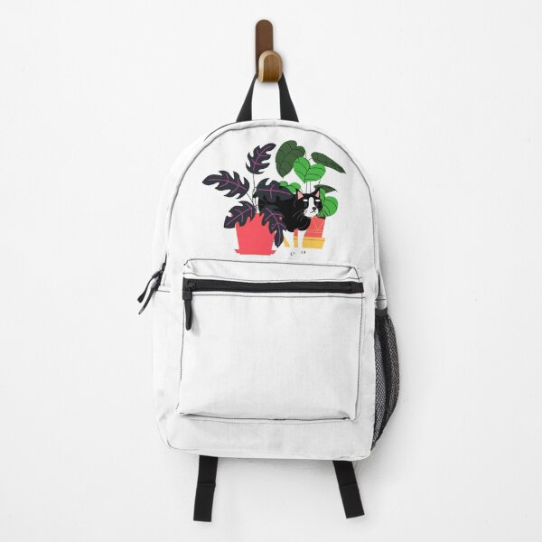 Item preview, Black Grey Cat with Colorful House Plant designed and sold by BohoMoon.