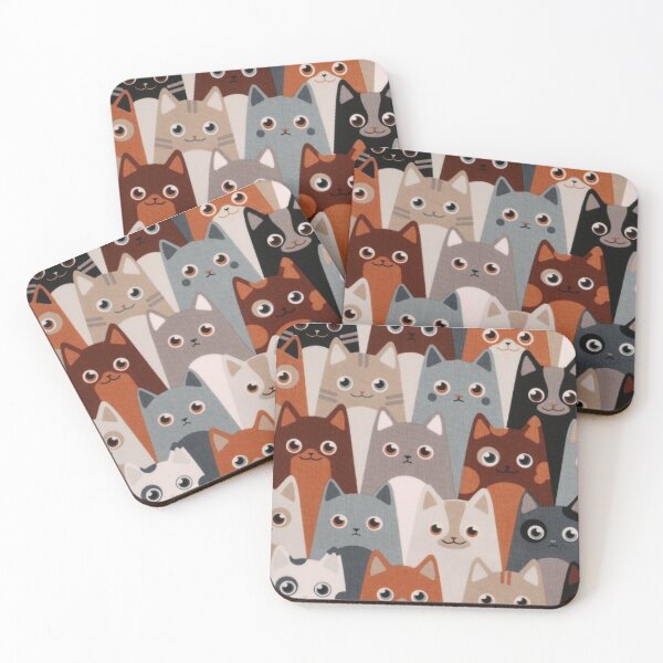 Item preview, Printed cotton fabric, cats, brown-beige designed and sold by jwebmarket.