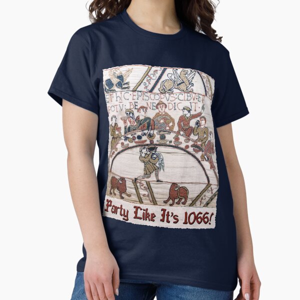 Vista previa del artículo con la obra «Parodia de la canción Party Like It's 1066», diseñado y vendido por Erin Rado.