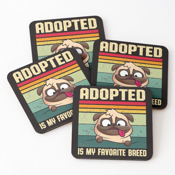 Item preview, pro adopción retro lindo amante de los perros pug, adoptado es mi regalo de raza favorito, adoptar no comprar designed and sold by Majesticoo.