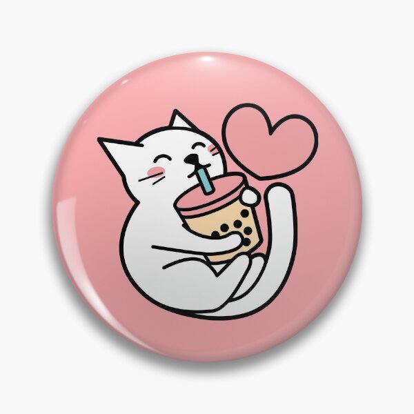 Item preview, Cute White Cat Sipping Bubble Tea - Kawaii Boba Tea designed and sold by BobaTeaMe.
