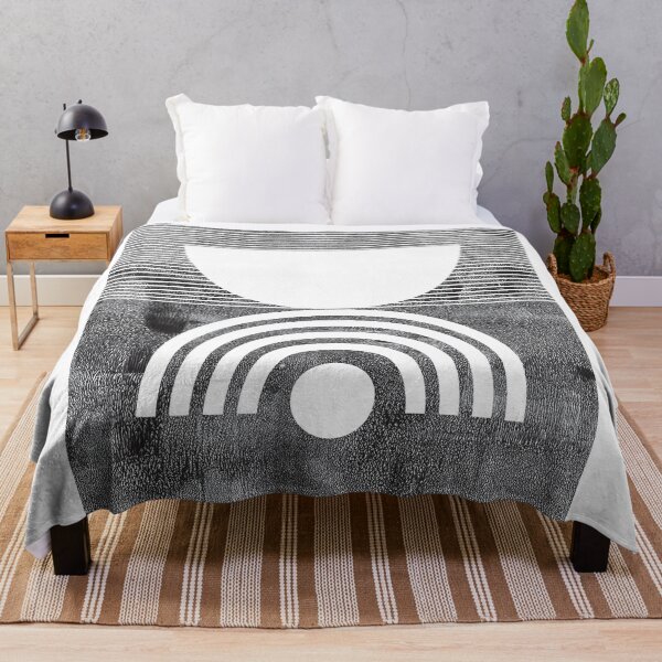 Item preview, Modern Mid-Century Abstract Geometric Shapes and Lines Block Print designed and sold by klsystudios.