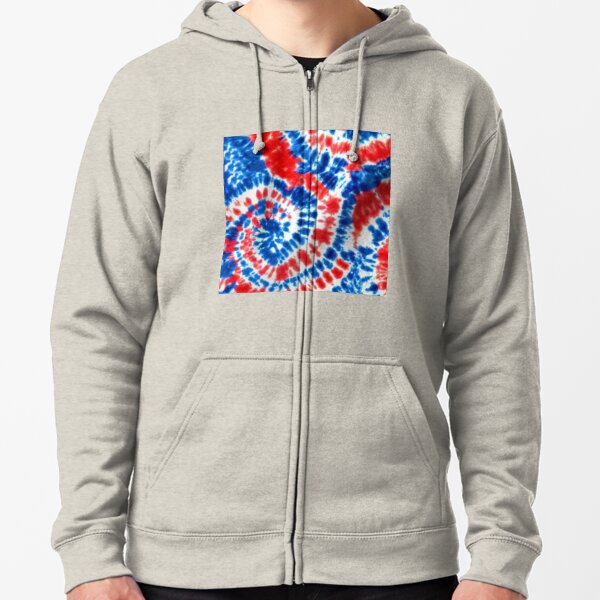 Red, White, and Blue Tie Dye Zipped Hoodie