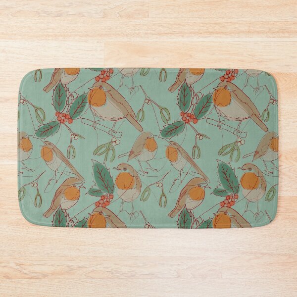Item preview, Robin, holly and mistletoe continuous line designed and sold by Kimmygowland.