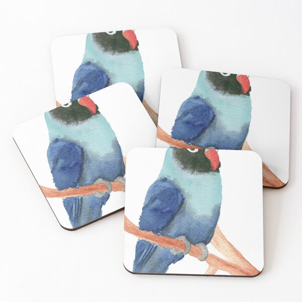 Item preview, blue lutino collared lovebird watercolor designed and sold by L'Atelier Oranjade.